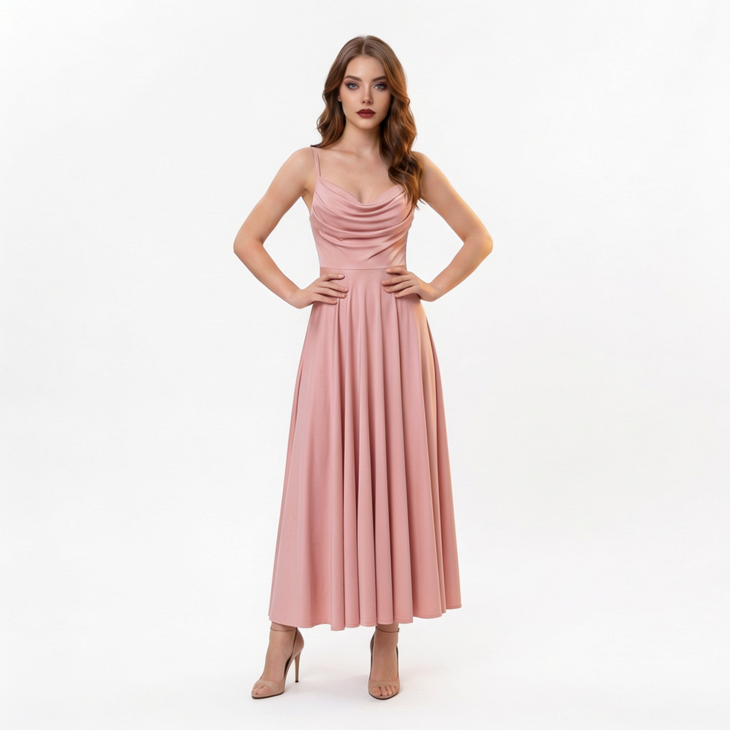 Elegantes Maxi-Kleid in Rosé