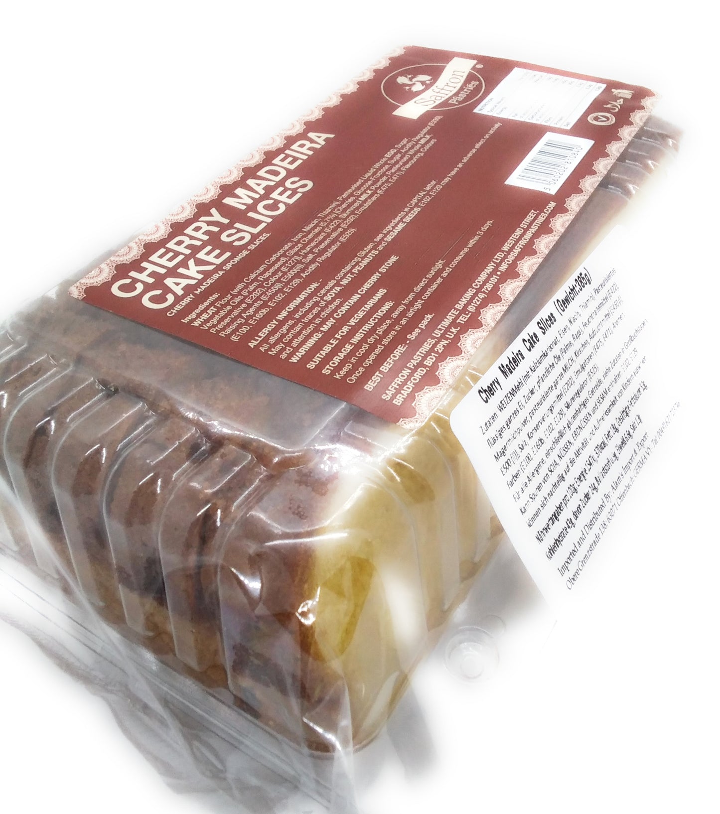 Saffron Cherry Madeira Cake Slices