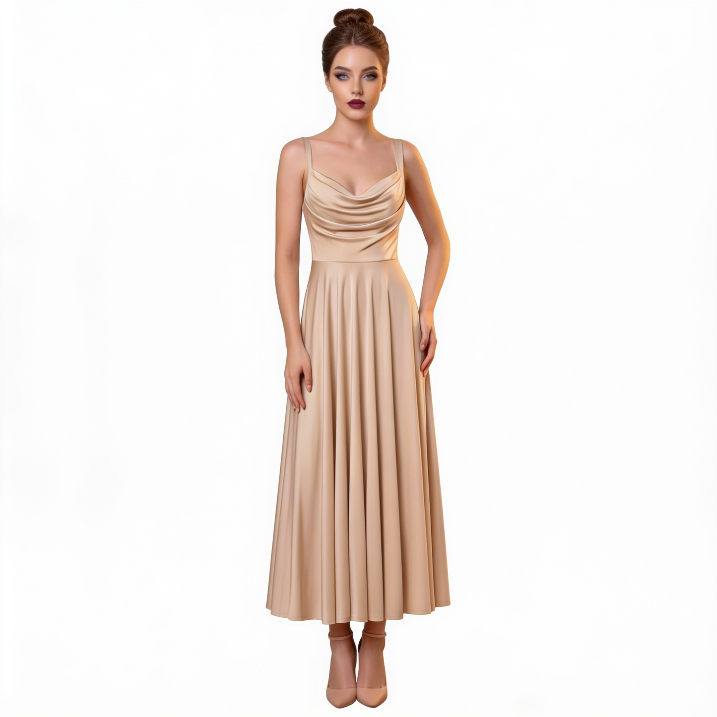 Elegantes Maxi-Kleid in Champagne