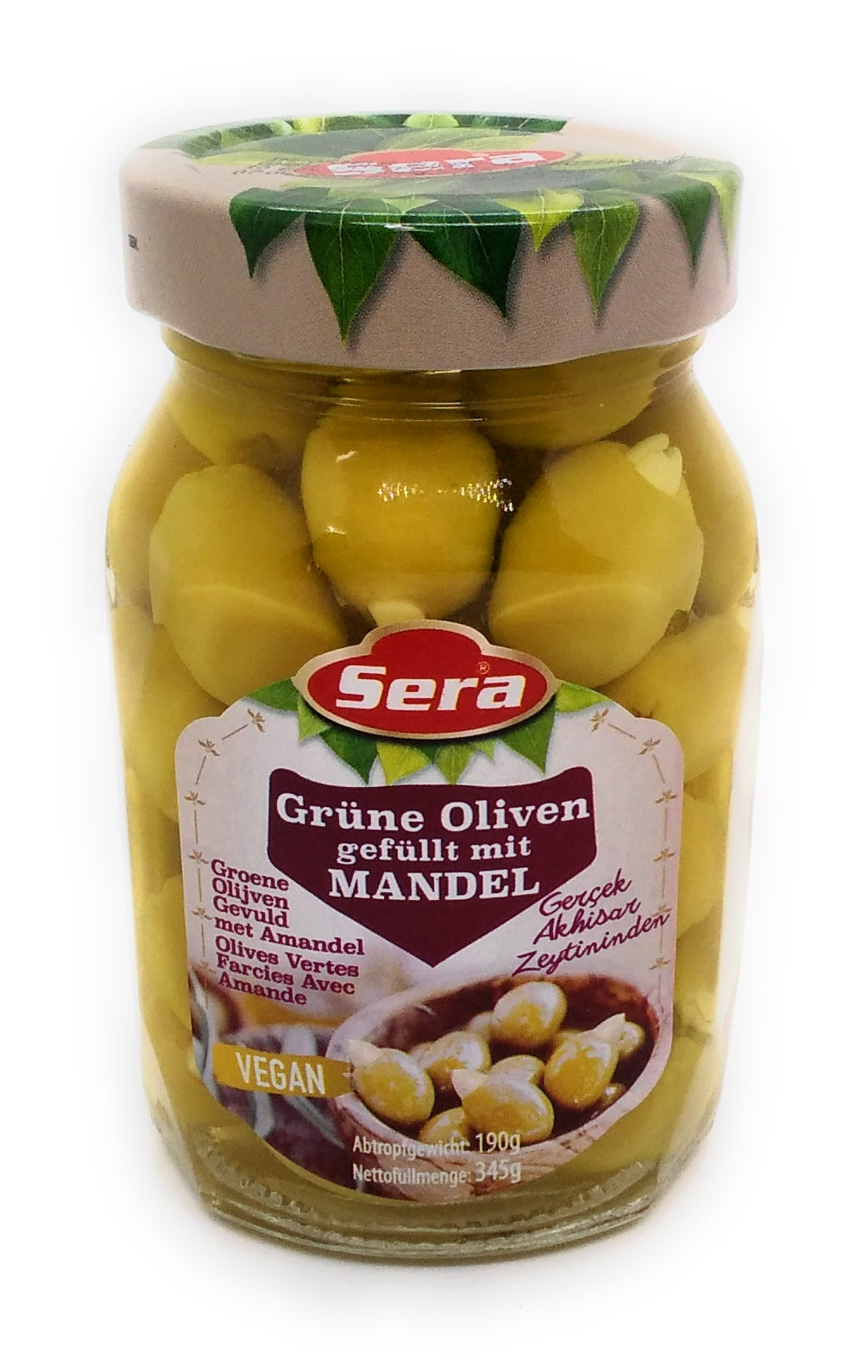 Sera - Grüne Oliven gefüllt mit MANDELN - 345g