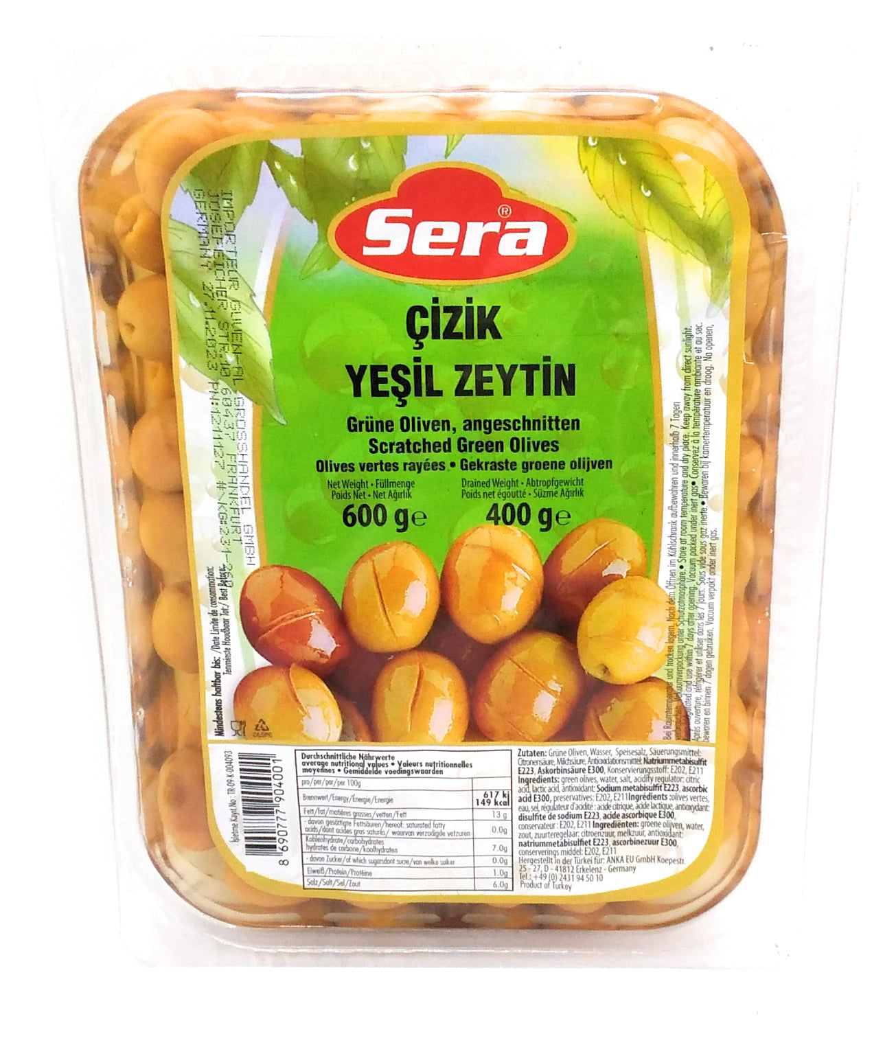 Gekratzte grüne Oliven – 400 g