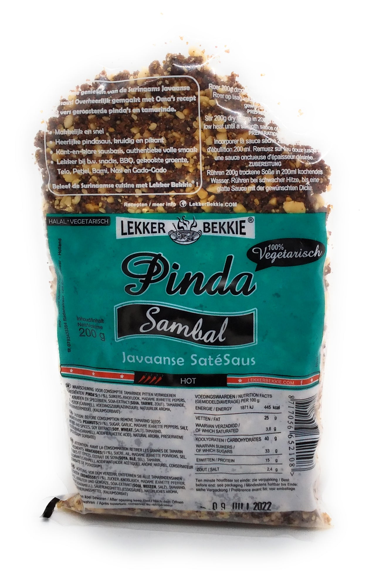 Lekker Bekkie Pinda Sambal Vegetarisch - 200g