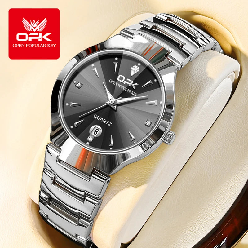OPK 8105 Diamond Quartz Men's Watch Fashion Waterproof Date Stainless Steel Business Watch Minimalist Casual Brand Men's Watch