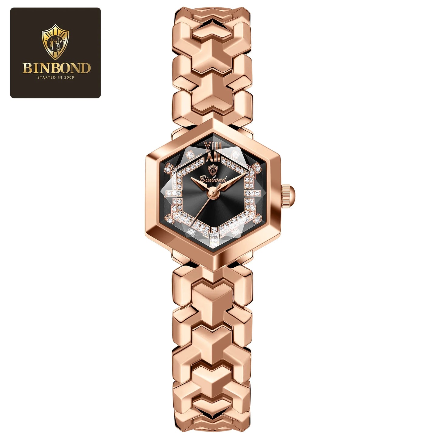 BINBOND Top Brand Elegant Women's Watches Fashion Rhombus Mirror Ladies Wristwatch Waterproof Diamond Dial Original Quartz Watch