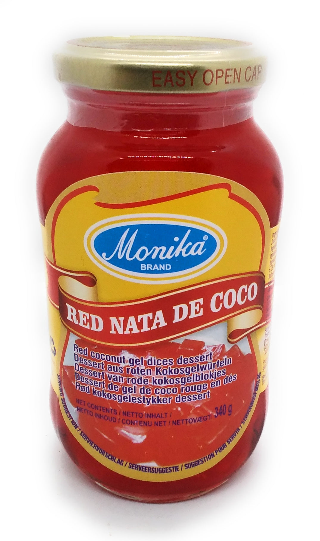 Monika Red Nata De Coco Red Coconut Jel Dices Dessert - 340g