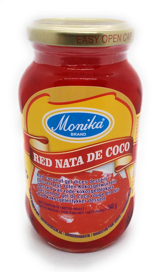Monika Red Nata De Coco Red Coconut Jel Dices Dessert - 340g