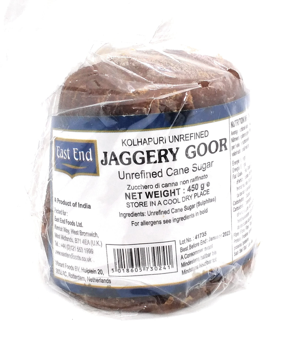 East End Jaggery Goor Unrefine Cane Suger - 450g