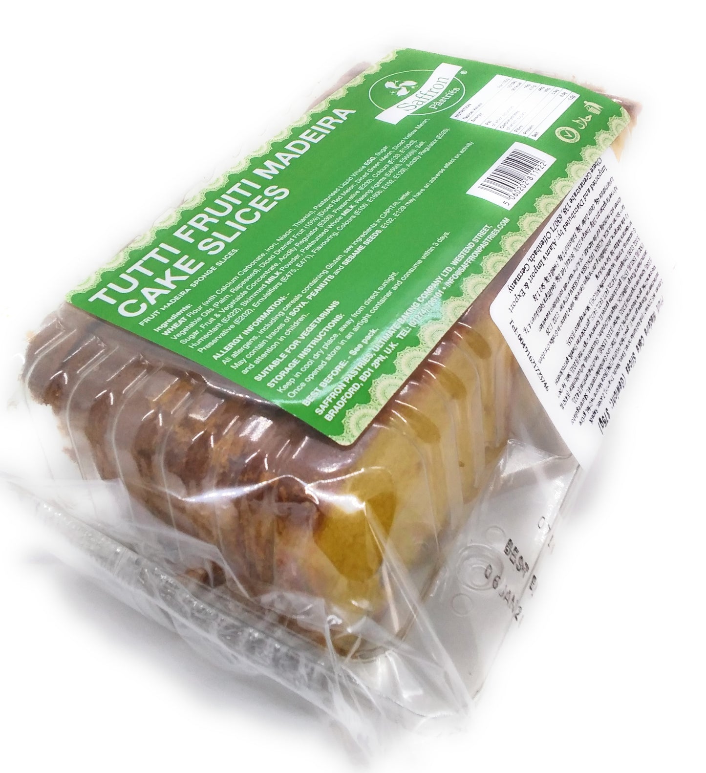 Saffron Tutti Frutti Madeiran Cake Slices