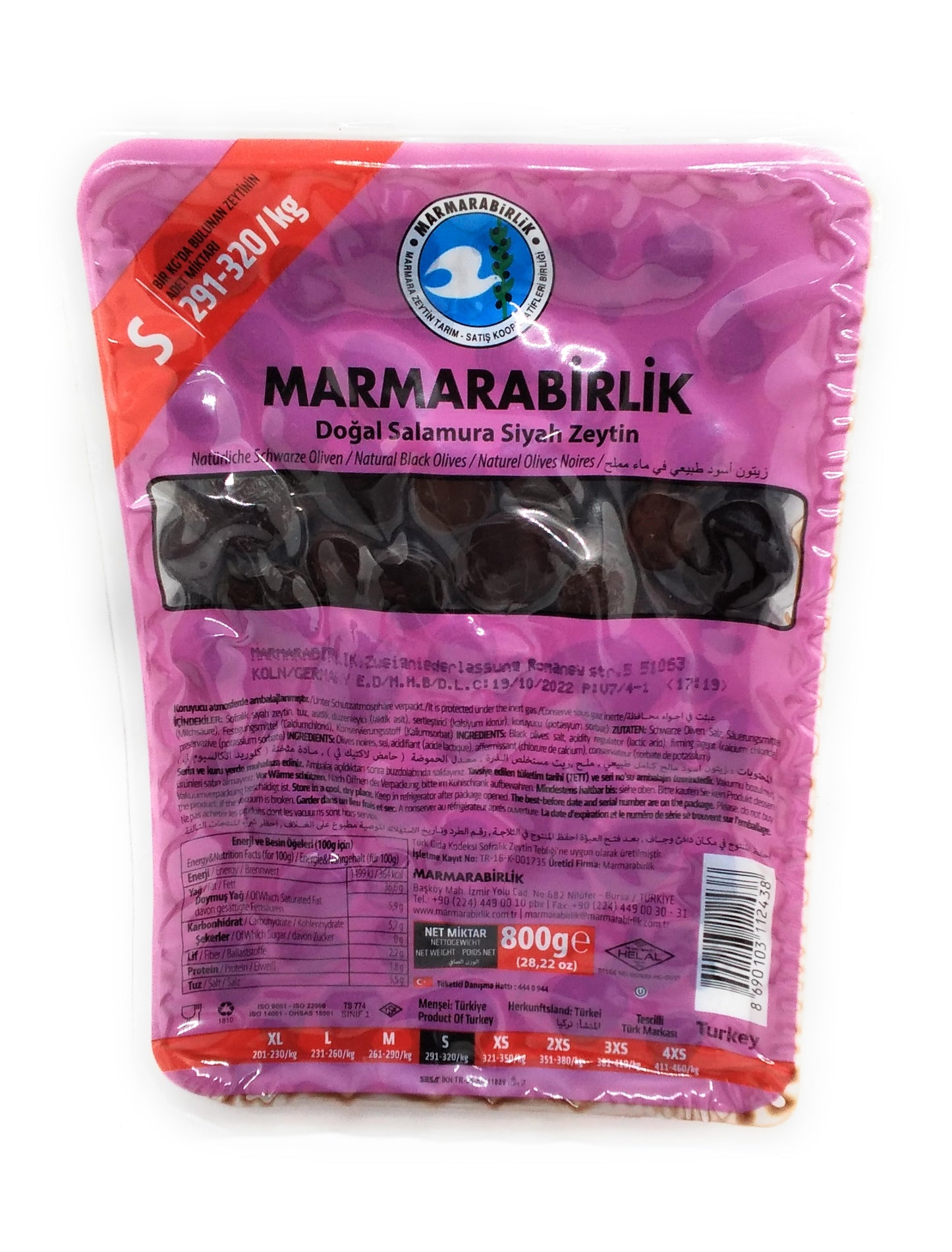 Marmarabirlik Natural Black Olives