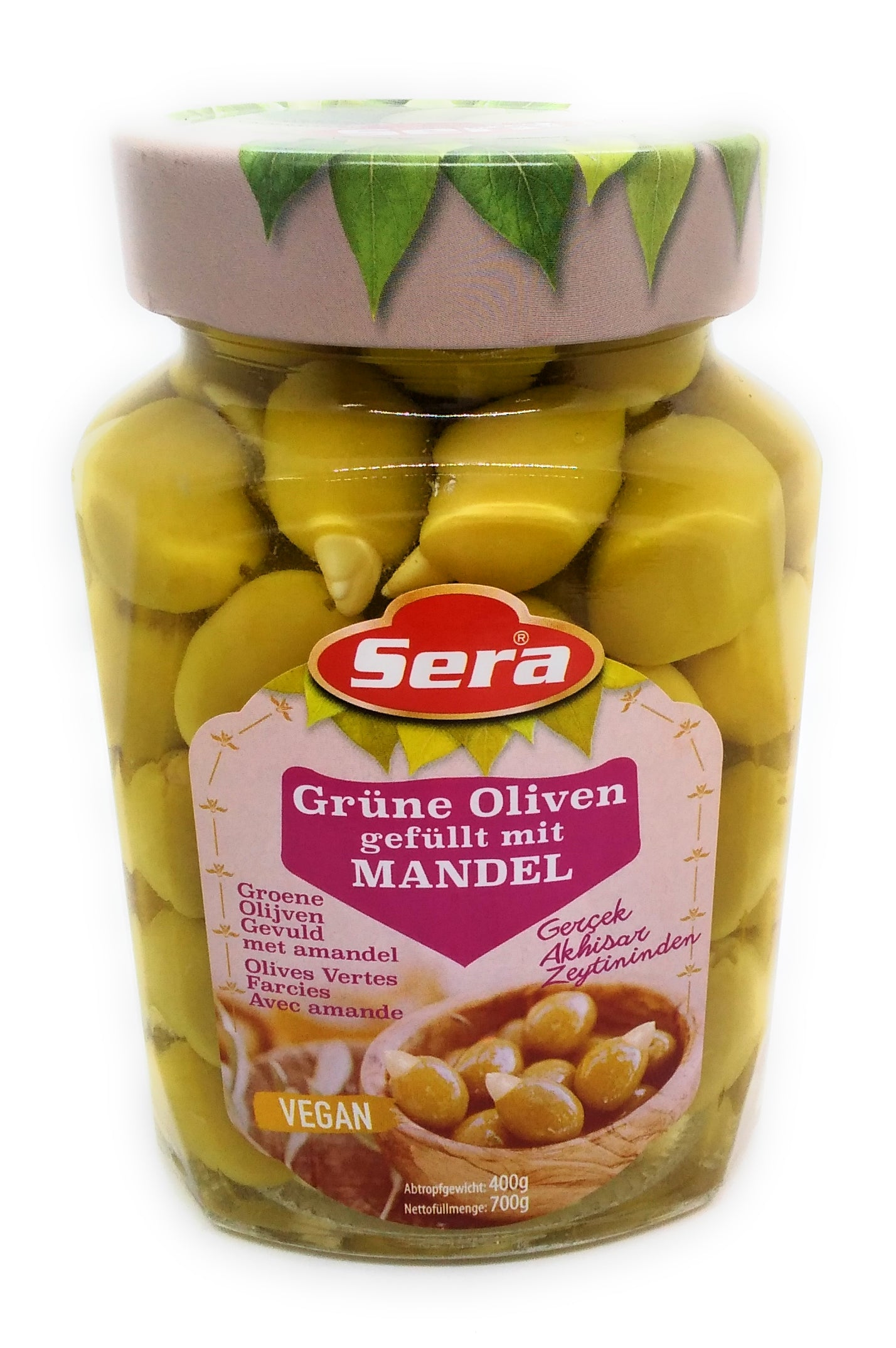 Sera Grüne Oliven gefüllt mit MANDELN - 700g
