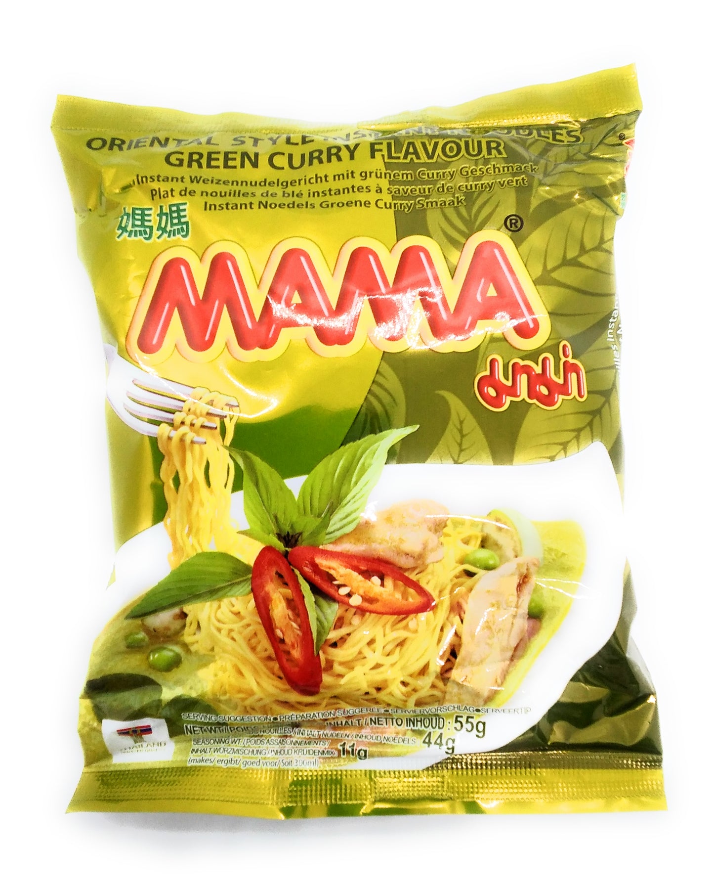 Mama Oriental Style Instant Noodles Green Curry Flavour - 55g