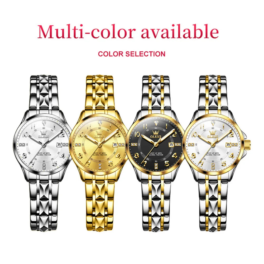 OLEVS 2910 Quartz Women's Watch Luxury Business Stainless Steel Waterproof Calendar Watch Brand Elegant Diamond Women's Watch