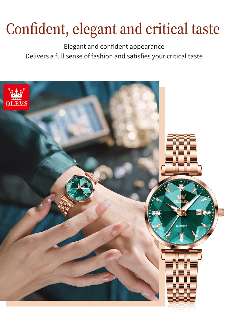 OLEVS 5536 Women's Watch High Quality Elegant Jewelry Design Waterproof Quartz Watch Luxury Rose Gold Women's Watch Reloj Mujer