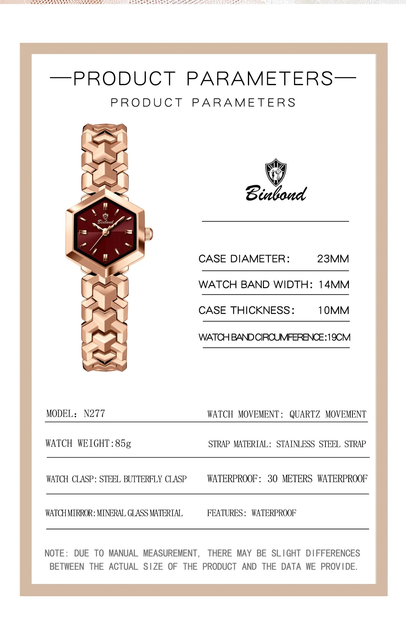 BONBOND Hot-selling Fashion New Ladies' Watch Waterproof Leisure Sports Trend Elegant Women's Quartz Wristwatch Relógio senhora