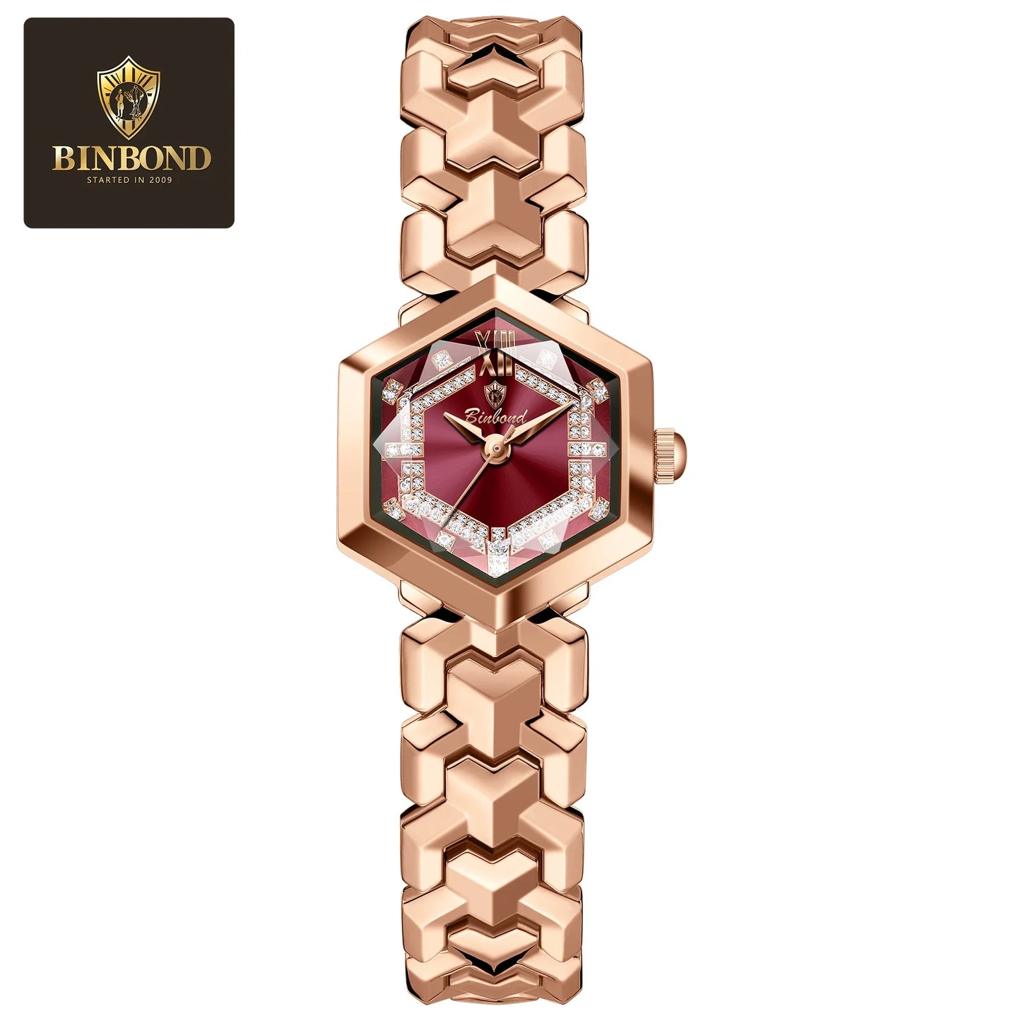 BINBOND Top Brand Elegant Women's Watches Fashion Rhombus Mirror Ladies Wristwatch Waterproof Diamond Dial Original Quartz Watch