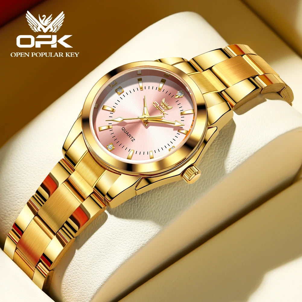 OPK 6002 Wristwatch for Women Fashion Trends Stainless steel Strap Waterproof  Full Silvery Watches