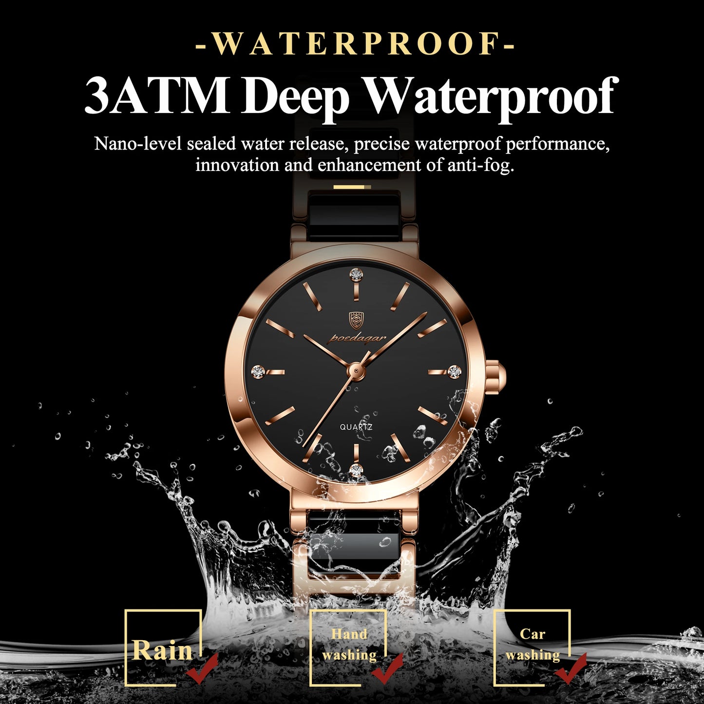 POEDAGAR Top Diamond Luxury Watch For Woman High Quality Waterproof Ladies Quartz Watch Stainless Steel Women Watches Female+Box