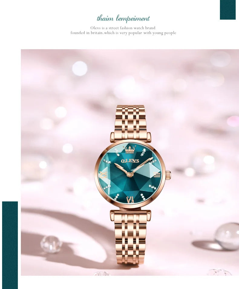 OLEVS 6642 Elegant Japan Quartz Watch for Lady Steel Strap Waterproof Fashion Dress Wristwatch Women's Gift