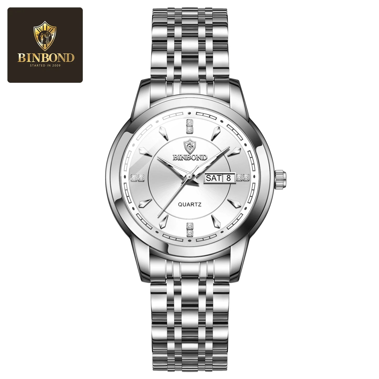 BINBOND Original Brand Ladies New Quartz Wristwatch Luxury Stainless Steel Waterproof Women's Watch Fashion Luminous Ms Watches