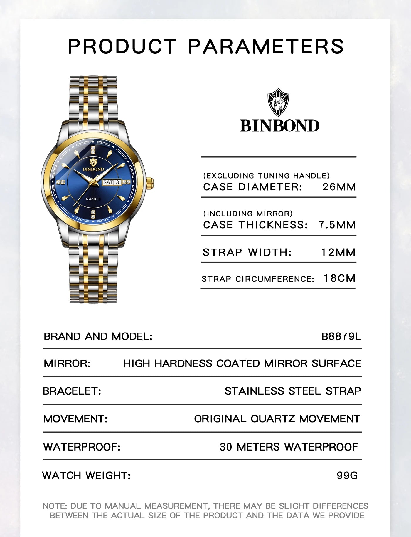 BINBOND Original Brand Ladies New Quartz Wristwatch Luxury Stainless Steel Waterproof Women's Watch Fashion Luminous Ms Watches