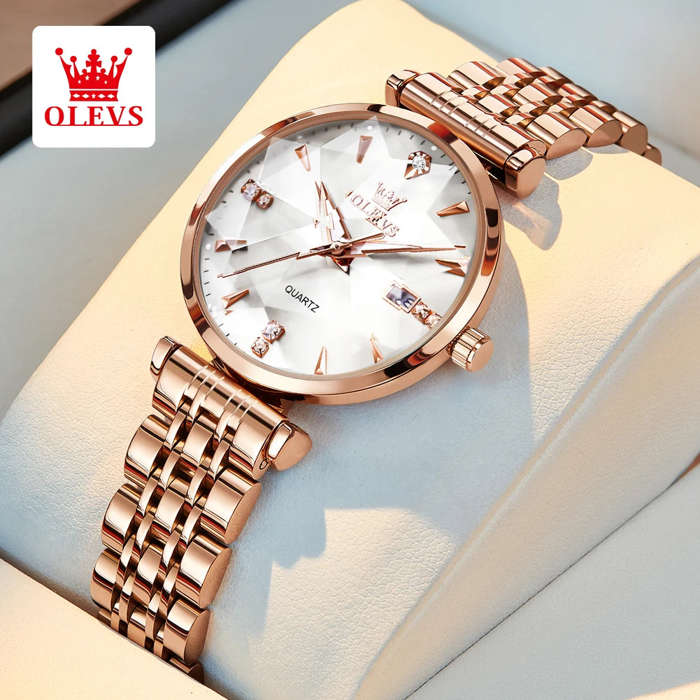 OLEVS 5536 Women's Watch High Quality Elegant Jewelry Design Waterproof Quartz Watch Luxury Rose Gold Women's Watch Reloj Mujer
