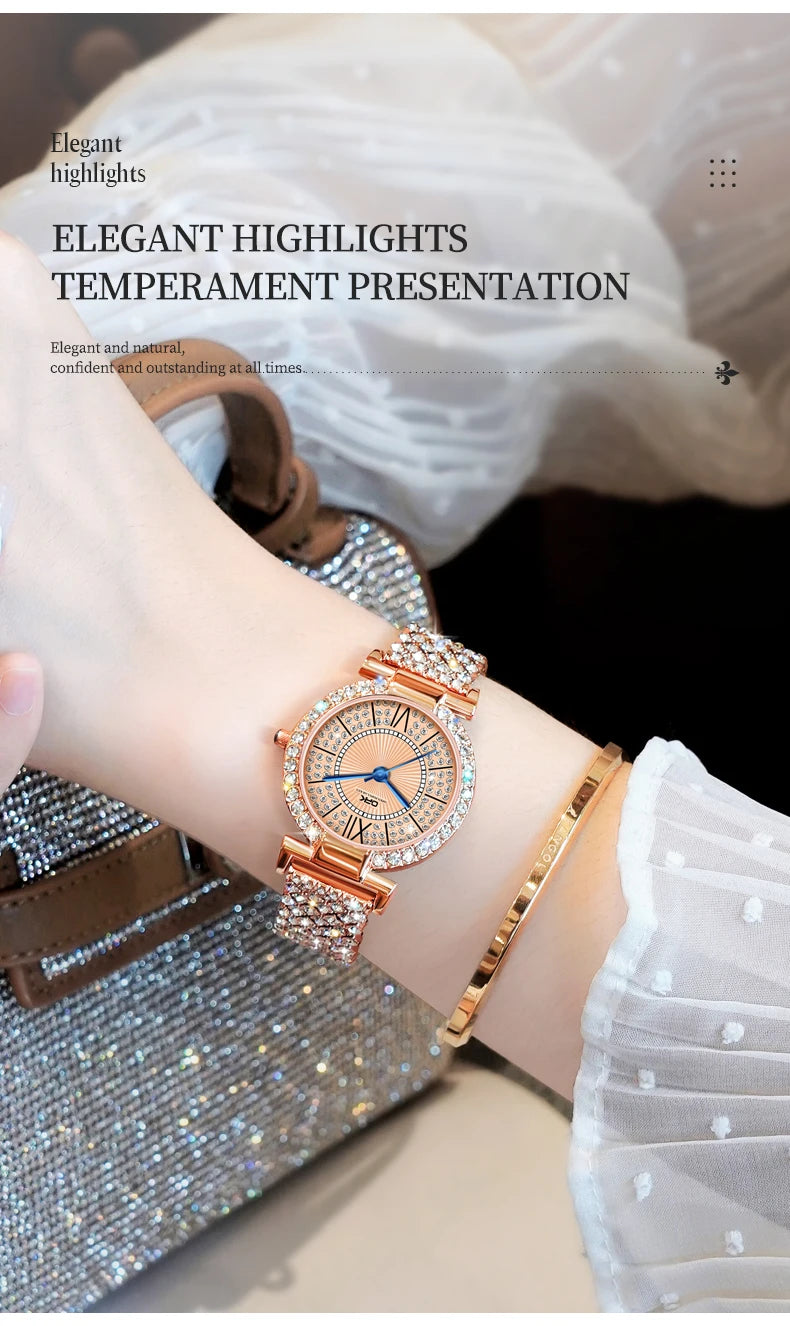 OPK 8618 Noble Women's Watch Luxury Brand Diamond Roman Scale Waterproof dial Elegant temperament Quartz Women's Watch
