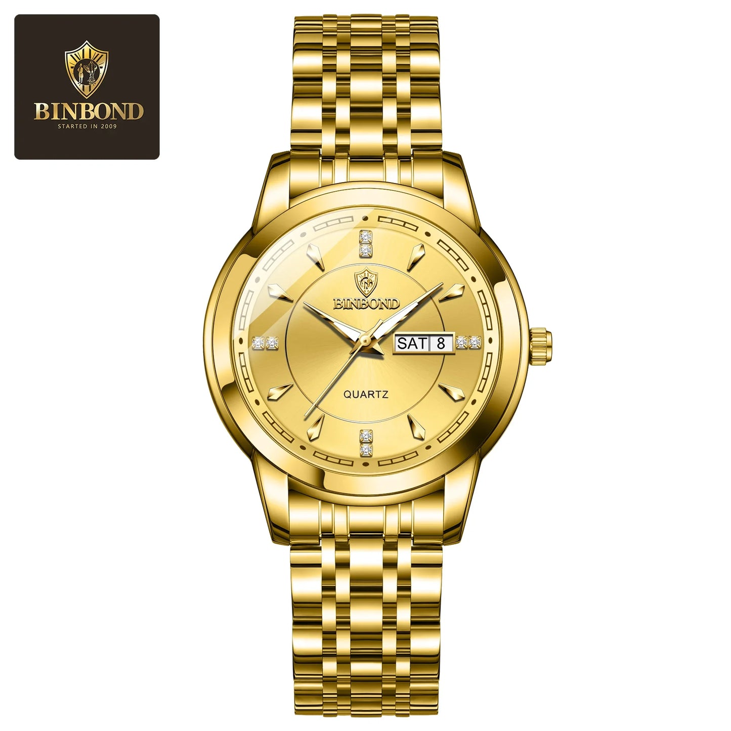 BINBOND Original Brand Ladies New Quartz Wristwatch Luxury Stainless Steel Waterproof Women's Watch Fashion Luminous Ms Watches