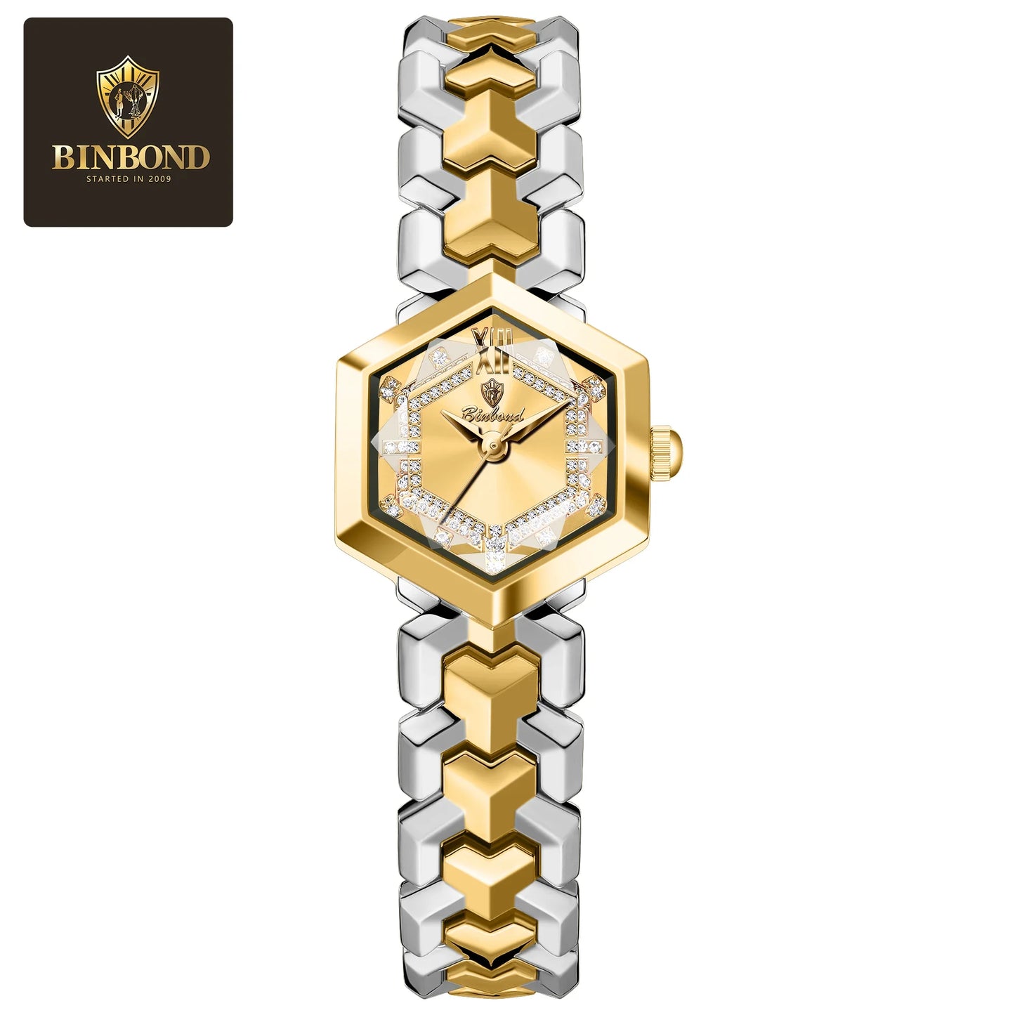BINBOND Top Brand Elegant Women's Watches Fashion Rhombus Mirror Ladies Wristwatch Waterproof Diamond Dial Original Quartz Watch