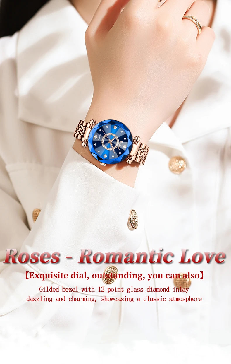 BINBOND Fashion Women's Quartz Watch Elegant For Heart of The Ocean Mirror Face Waterproof Business Lady Watch Relogio Feminino
