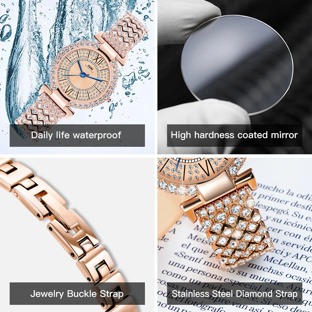 OPK 8618 Noble Women's Watch Luxury Brand Diamond Roman Scale Waterproof dial Elegant temperament Quartz Women's Watch