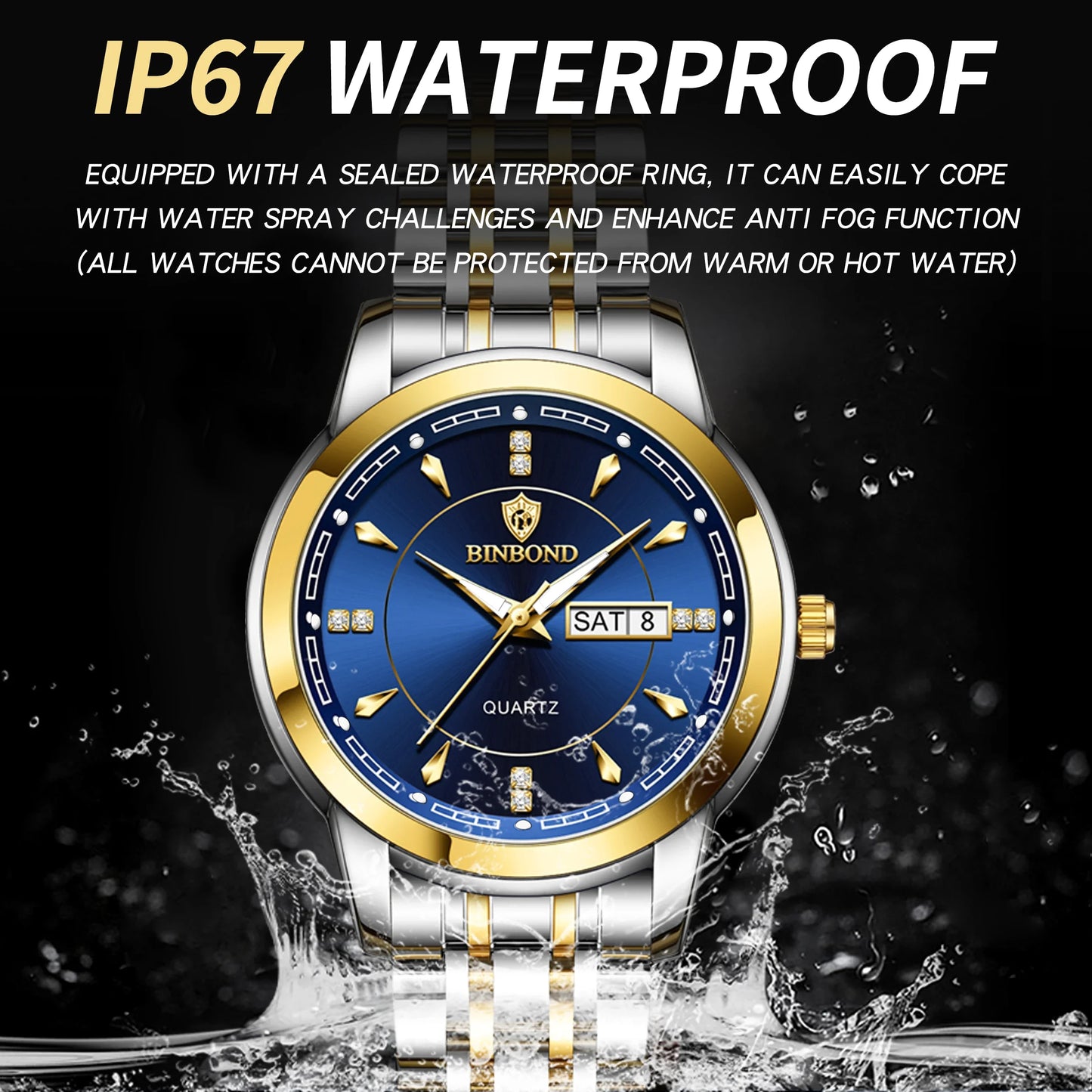 BINBOND Original Brand Ladies New Quartz Wristwatch Luxury Stainless Steel Waterproof Women's Watch Fashion Luminous Ms Watches
