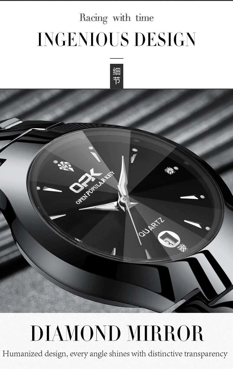 OPK 8105 Diamond Quartz Men's Watch Fashion Waterproof Date Stainless Steel Business Watch Minimalist Casual Brand Men's Watch