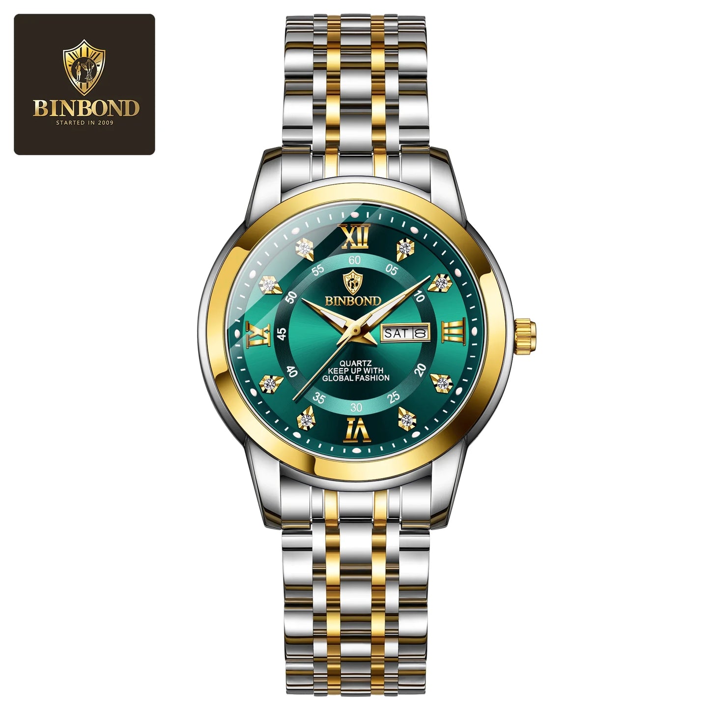 BINBOND Top Brand Luxury Fashion Business Women's Quartz Watch 30M Waterproof Luminous Week Date Clock New Sport Ladies' Watches