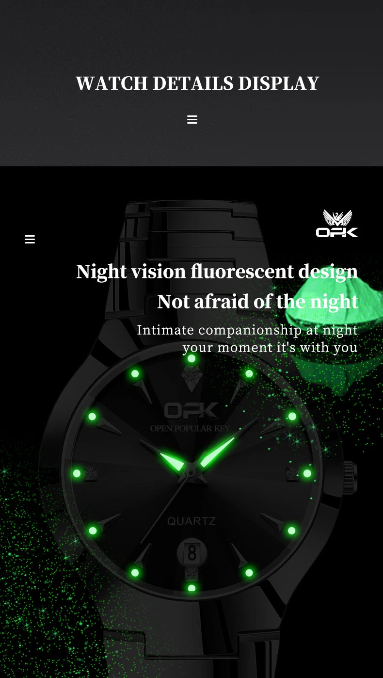 OPK 8105 Diamond Quartz Men's Watch Fashion Waterproof Date Stainless Steel Business Watch Minimalist Casual Brand Men's Watch