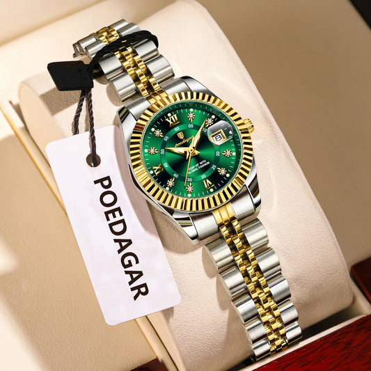 POEDAGAR Top Elegant Women's Watches Waterproof Luminous Date Exquisite Ladies Wristwatch Stainless Steel Quartz Watch For Women