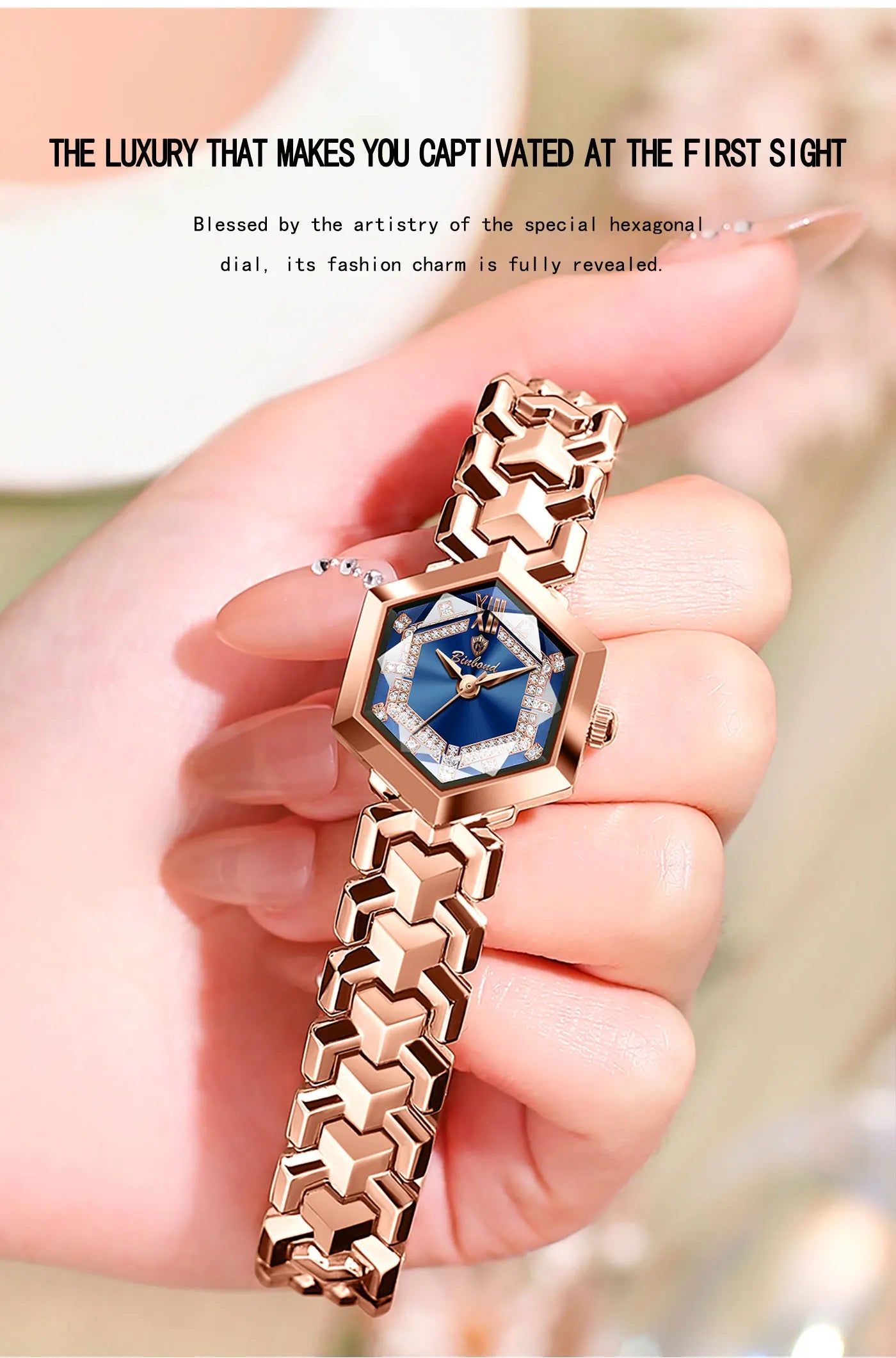 BINBOND Top Brand Elegant Women's Watches Fashion Rhombus Mirror Ladies Wristwatch Waterproof Diamond Dial Original Quartz Watch