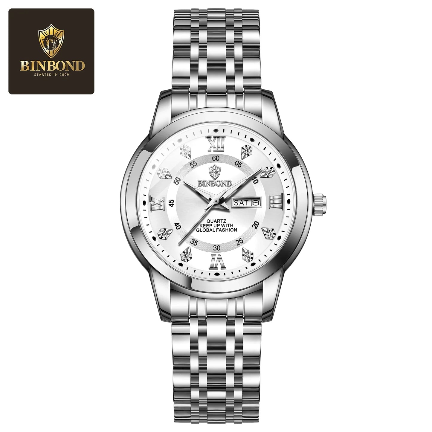 BINBOND Top Brand Luxury Fashion Business Women's Quartz Watch 30M Waterproof Luminous Week Date Clock New Sport Ladies' Watches