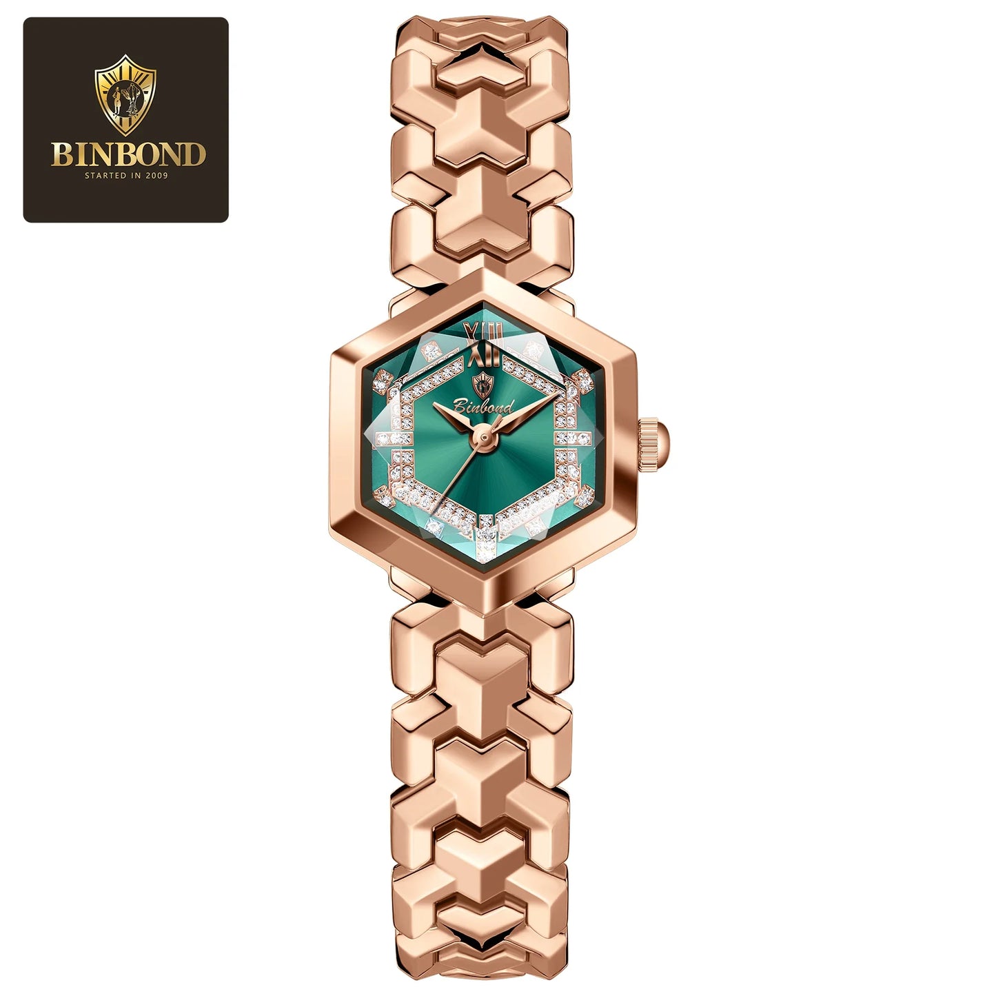BINBOND Top Brand Elegant Women's Watches Fashion Rhombus Mirror Ladies Wristwatch Waterproof Diamond Dial Original Quartz Watch