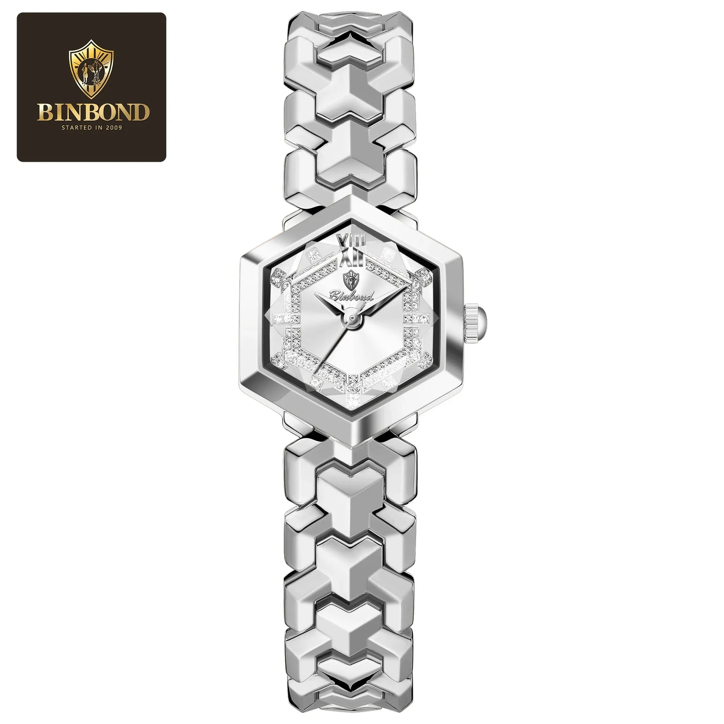 BINBOND Top Brand Elegant Women's Watches Fashion Rhombus Mirror Ladies Wristwatch Waterproof Diamond Dial Original Quartz Watch