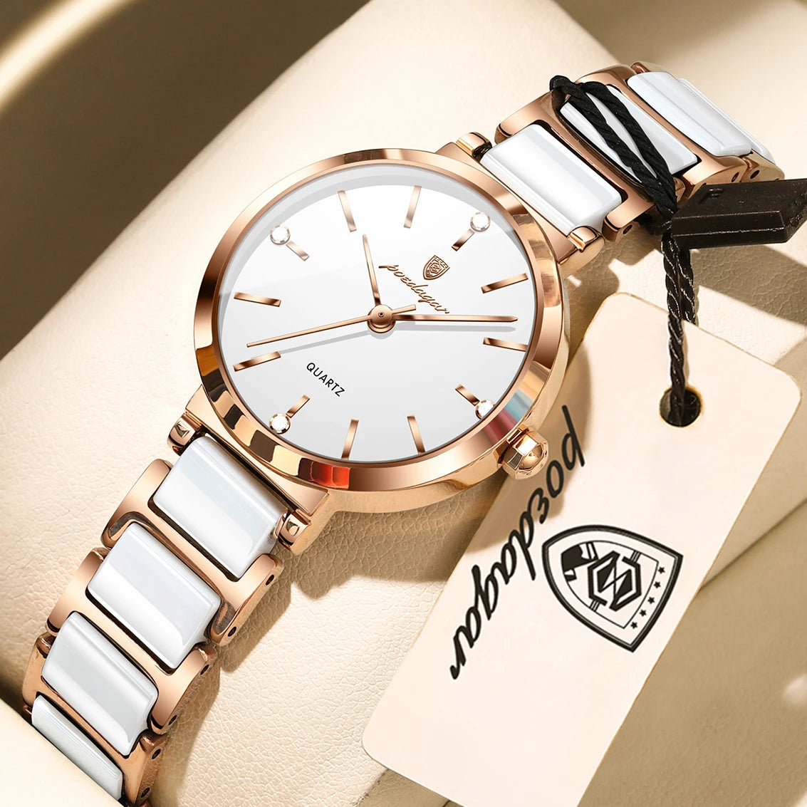 POEDAGAR Top Diamond Luxury Watch For Woman High Quality Waterproof Ladies Quartz Watch Stainless Steel Women Watches Female+Box