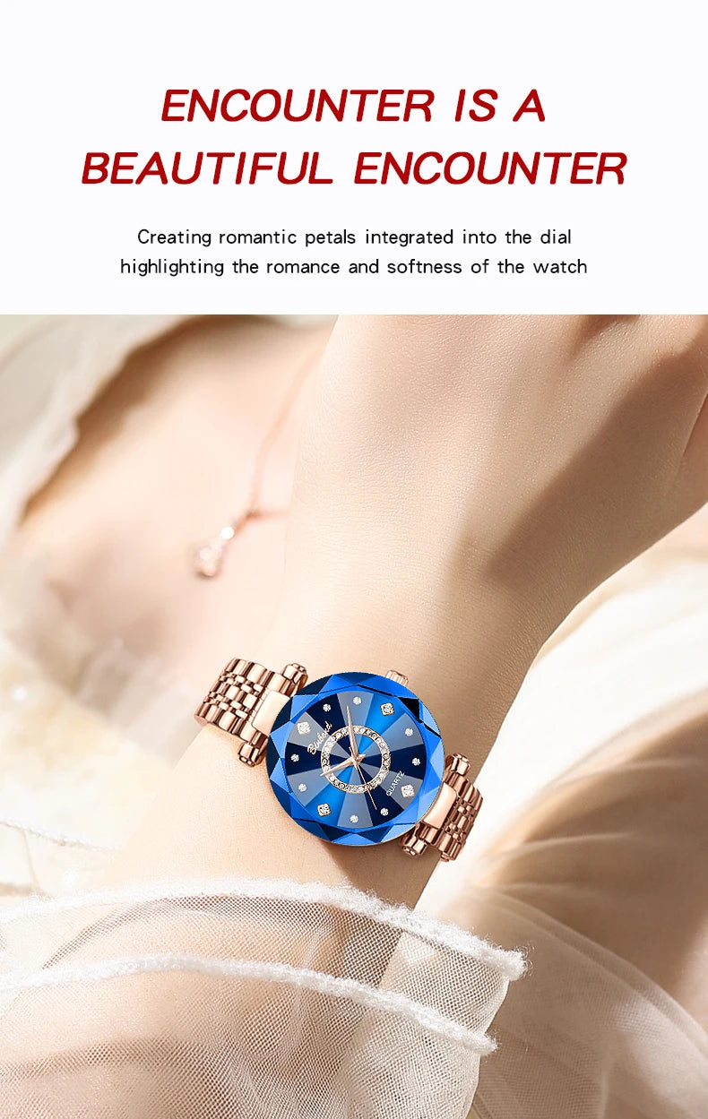 BINBOND Fashion Women's Quartz Watch Elegant For Heart of The Ocean Mirror Face Waterproof Business Lady Watch Relogio Feminino