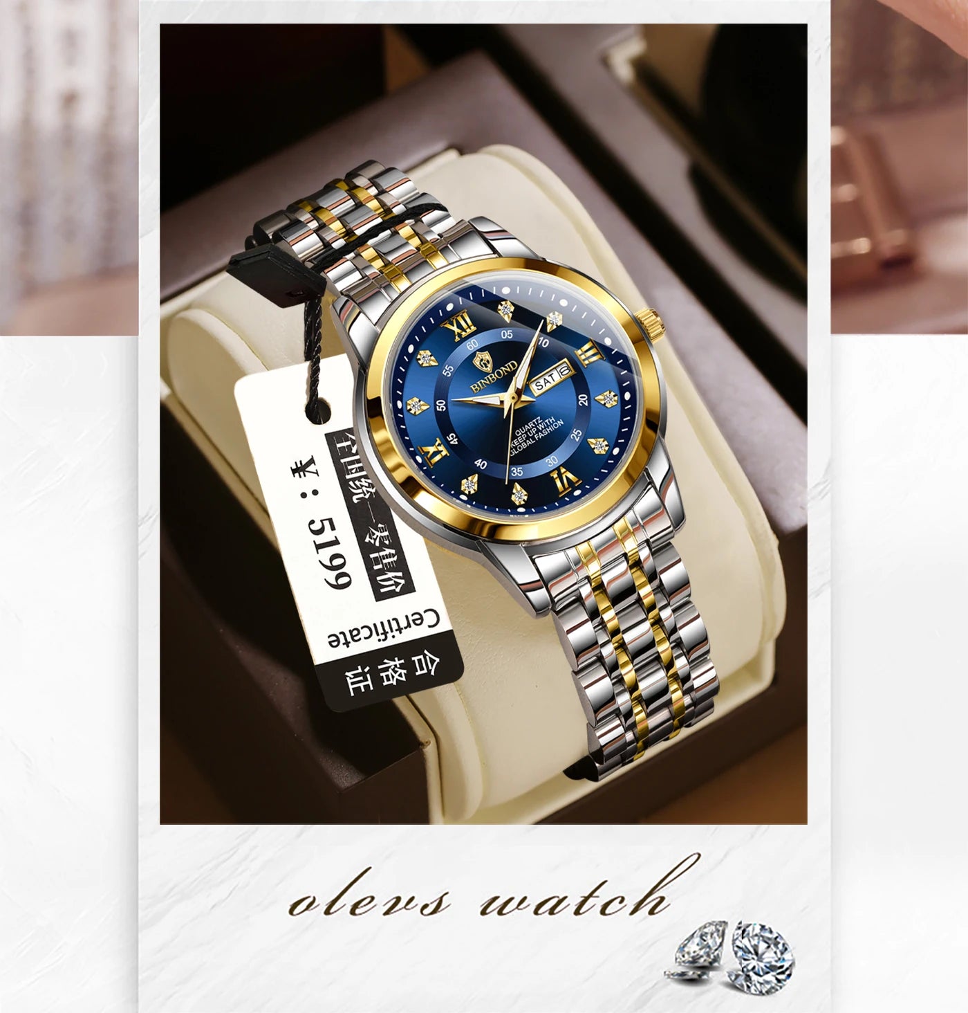 BINBOND Top Brand Luxury Fashion Business Women's Quartz Watch 30M Waterproof Luminous Week Date Clock New Sport Ladies' Watches