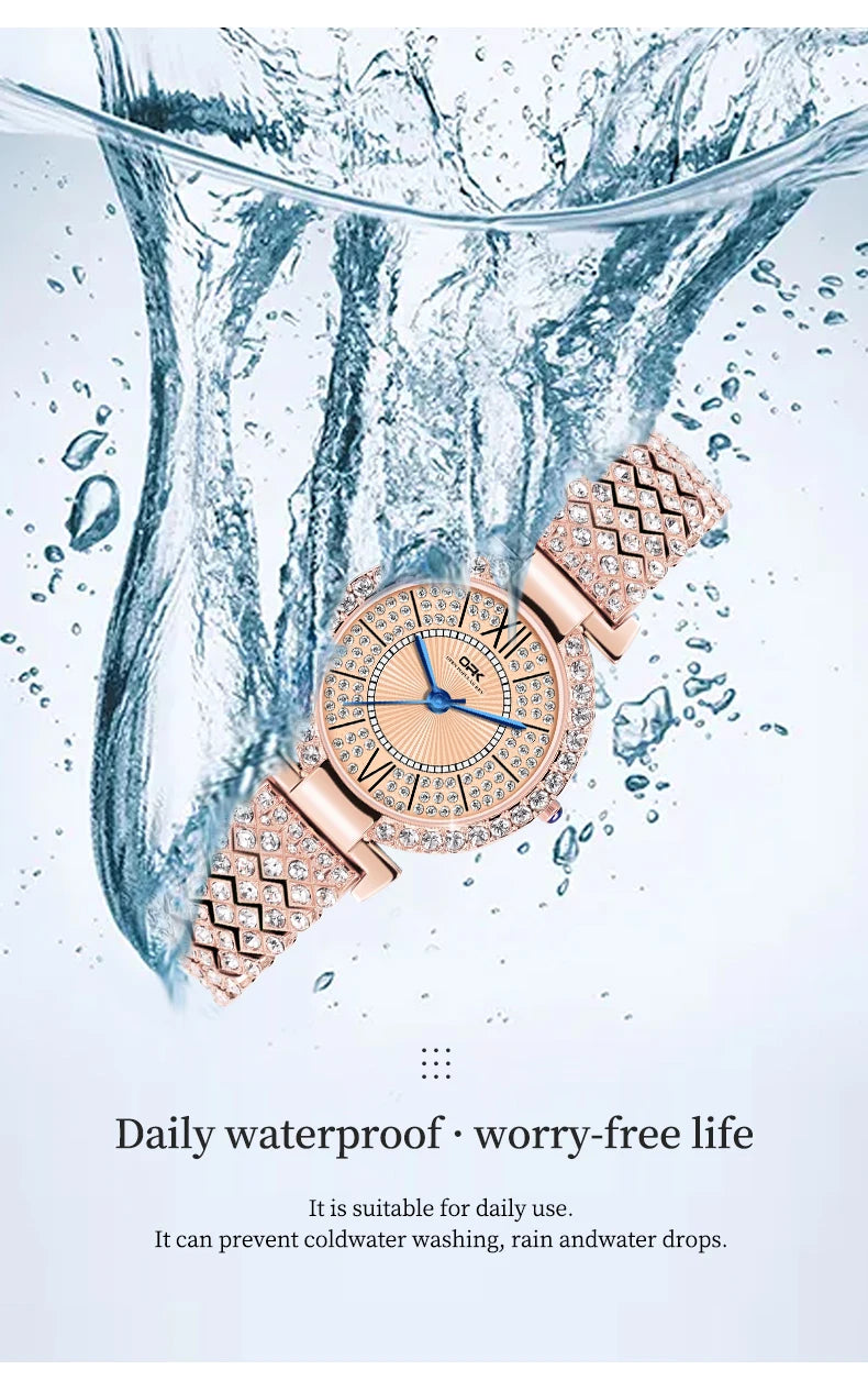 OPK 8618 Noble Women's Watch Luxury Brand Diamond Roman Scale Waterproof dial Elegant temperament Quartz Women's Watch