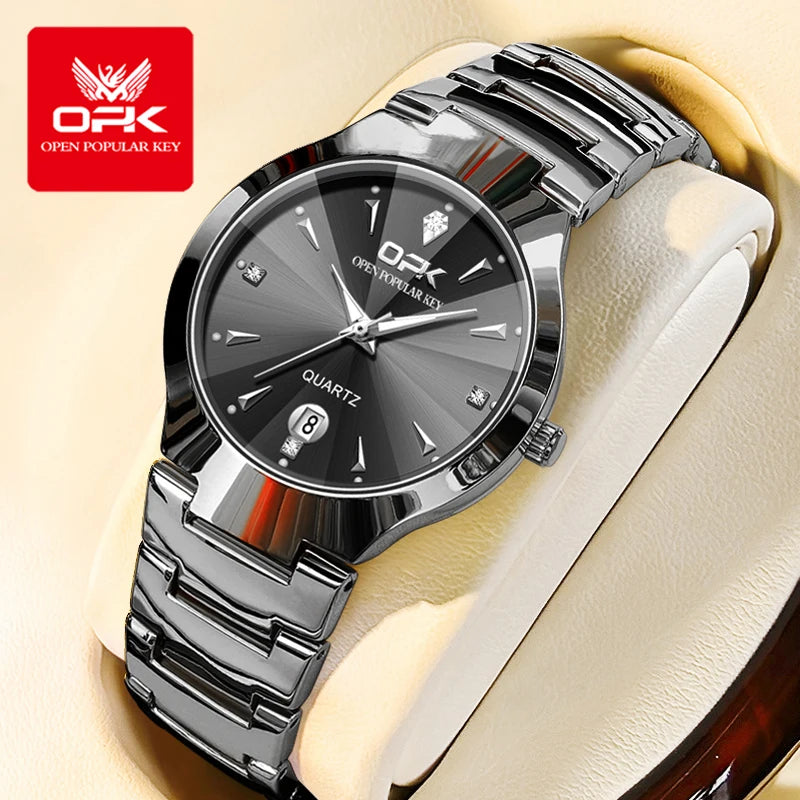 OPK 8105 Diamond Quartz Men's Watch Fashion Waterproof Date Stainless Steel Business Watch Minimalist Casual Brand Men's Watch
