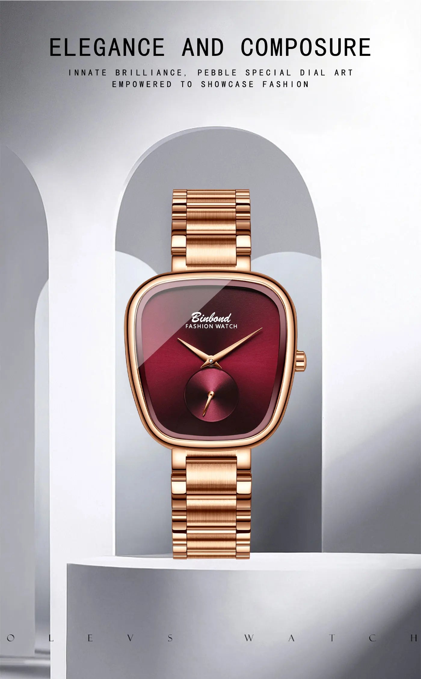 BINBOND Luxury Brand Fashion Ladies' Watch Waterproof Stainless Steel Women's Watch Simple High Quality Quartz Watches for Woman