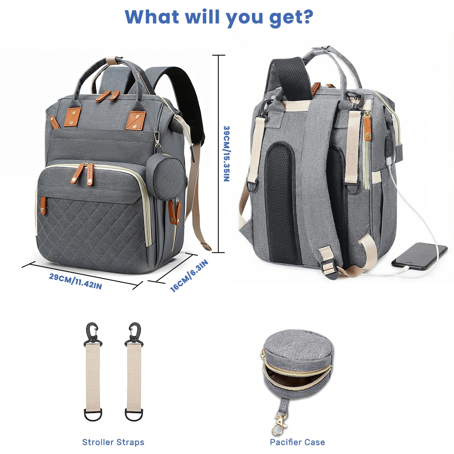 Lightweight Baby Changing Bag Unisex Backpack Nappy Bags Diaper Travel Bag for Mom and Dad | Pacifier Holder