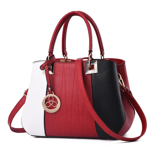 Women's New Fashion Metal Piece Pendant Hit Color Ladies Handbag Trend All-match Retro PU Messenger Bag Shoulder Bag Wallet