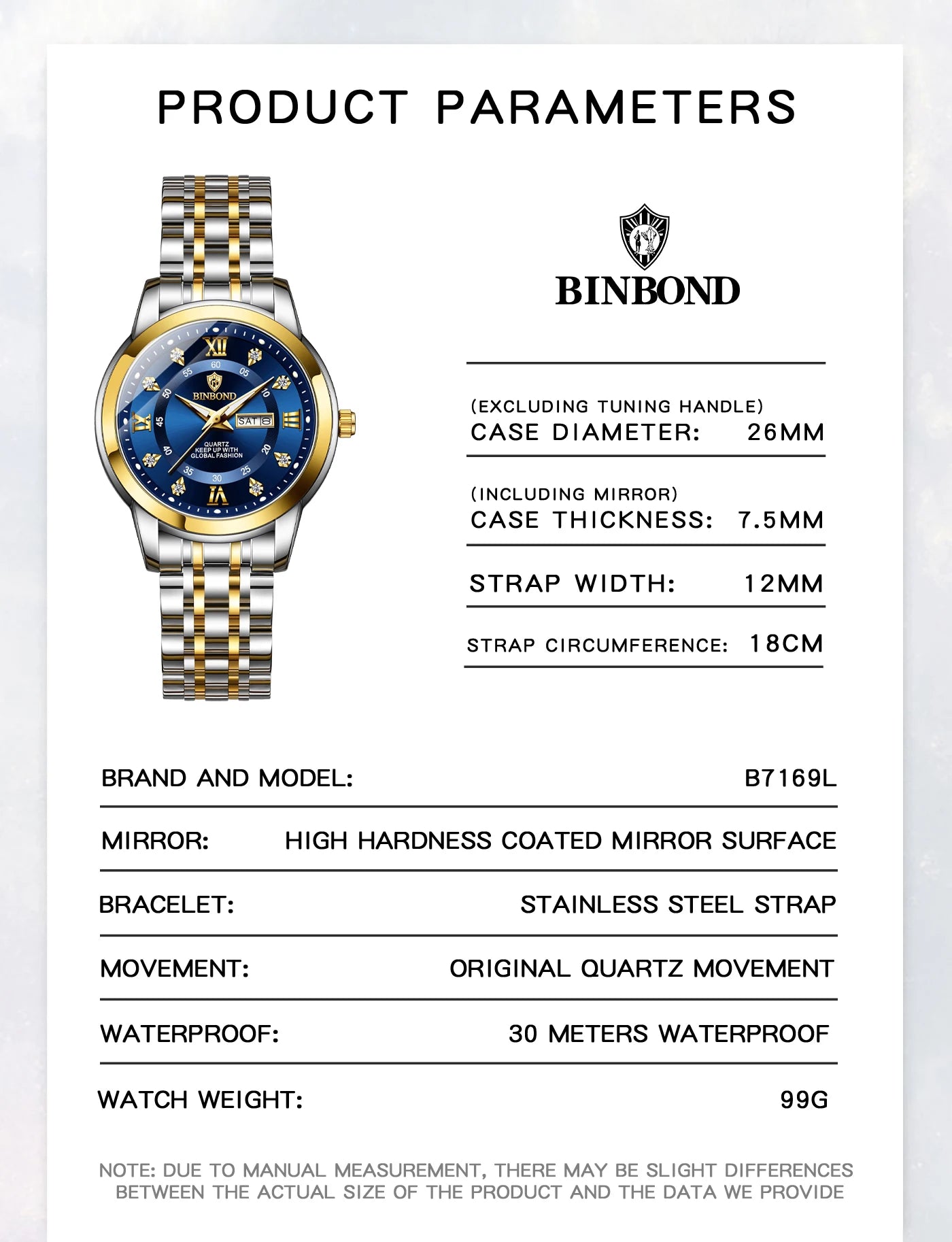 BINBOND Top Brand Luxury Fashion Business Women's Quartz Watch 30M Waterproof Luminous Week Date Clock New Sport Ladies' Watches