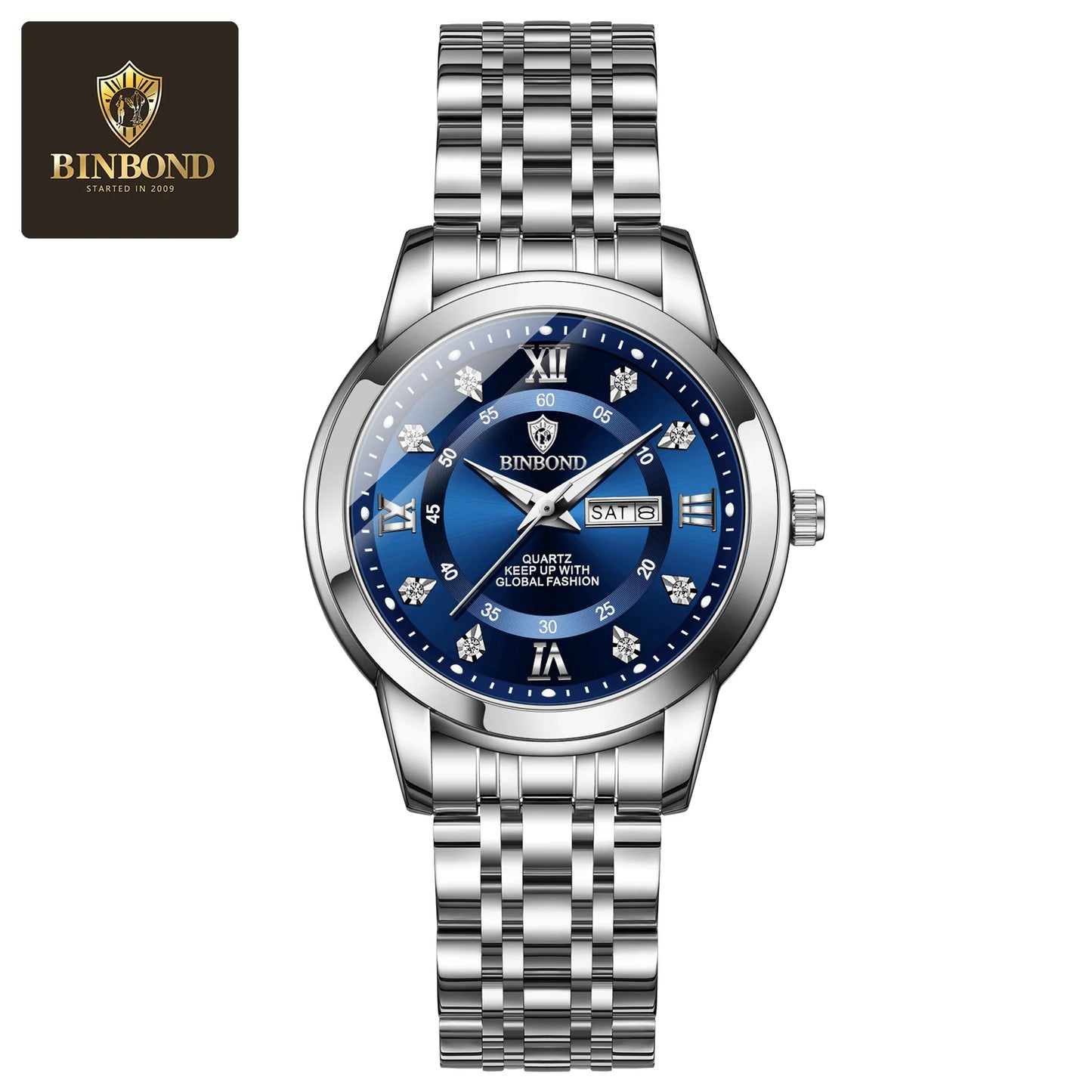 BINBOND Top Brand Luxury Fashion Business Women's Quartz Watch 30M Waterproof Luminous Week Date Clock New Sport Ladies' Watches