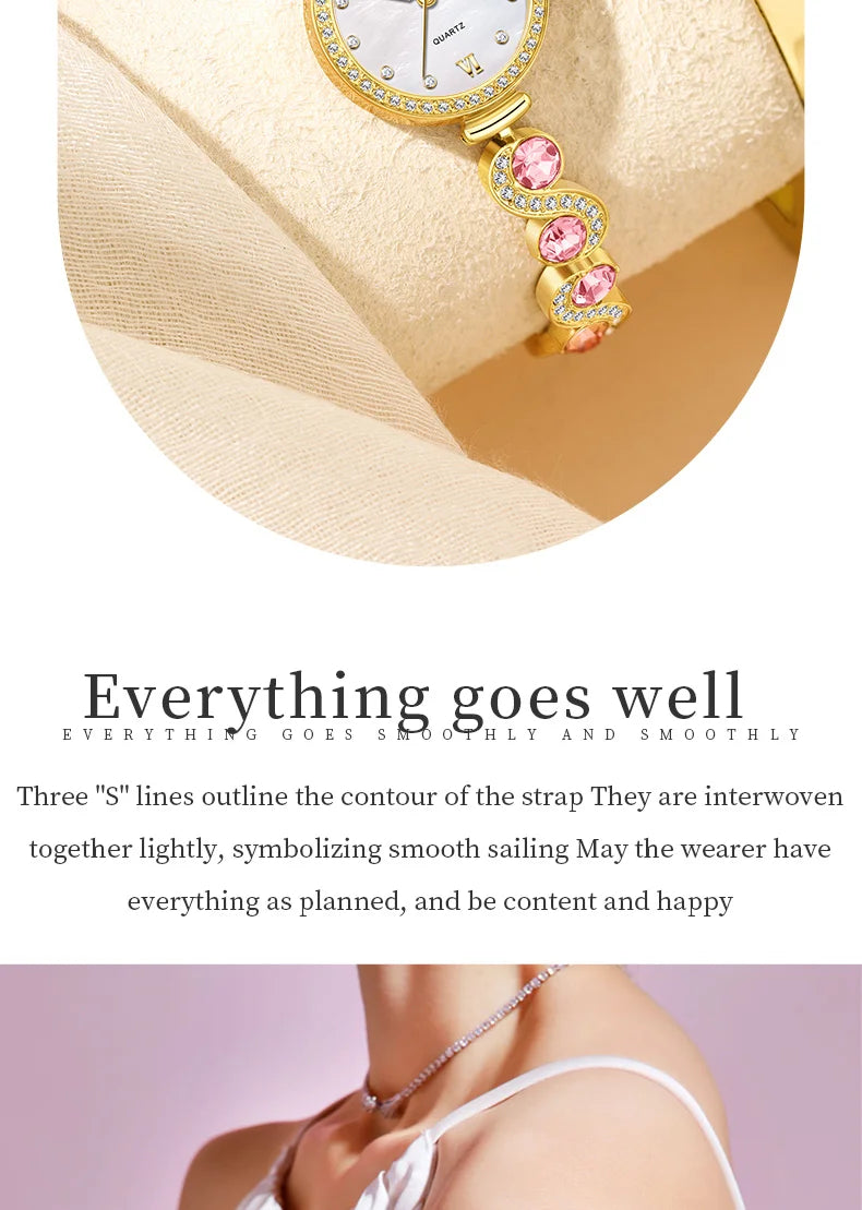 OLEVS 5633 Elegant Women's Bracelet Quartz Watches Diamond Bezel Waterproof Steel Strap Fashion Original Ladies Wristwatch